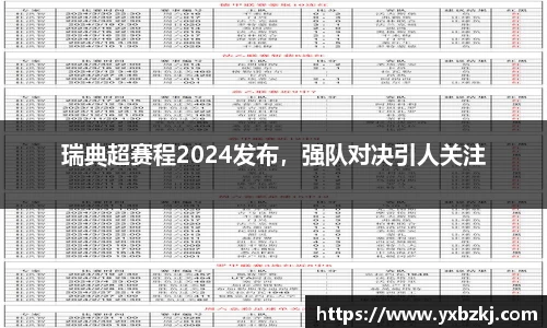 瑞典超赛程2024发布，强队对决引人关注